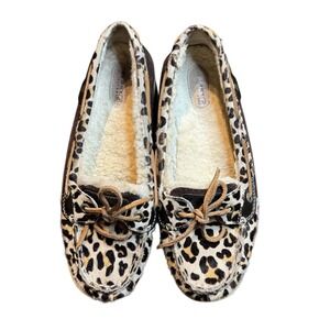 Sperry Top-Sider Boat Shoes Womens Size 8.5 Brown Leopard Faux Fur‎ Lined